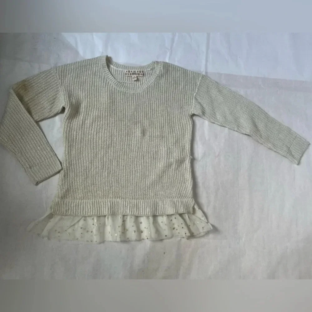 Pink Republic Sweater Metallic Gold Lace Trim Girls M For 10-12 Pullover Top